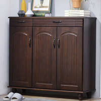 JIAYI 家逸 RF-639 实木鞋柜 圆腿三门胡桃色