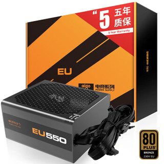 爱国者（aigo）额定550W 电竞EU550电脑电源(80Plus铜牌认证/五年质保/静音稳定/主动式PFC）