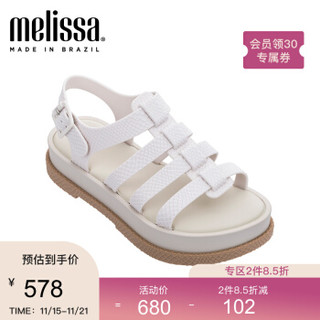 Melissa可爱粉色绑带厚底女士凉鞋32763 白色/米色 7/38码 *2件