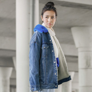 Levi's 李维斯 女士仿羊羔绒牛仔夹克外套