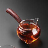 艾芳贝儿(AlfunBel)茶具 实木侧把锤目纹玻璃公道杯防烫公杯茶海分茶器匀杯 锤目纹C-85-24-1