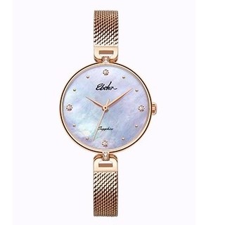 ebohr依波卡纳系列51390129女士石英手表30mm贝母盘镀金不锈钢表带