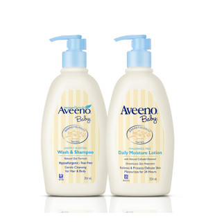 美国进口艾惟诺(Aveeno)天然燕麦婴儿保湿润肤身体乳354ml +洗发沐浴二合一354ml *2件