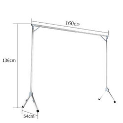 不锈钢晾衣架落地折叠室内外晒衣架双杆阳台挂衣架X型简易晾衣杆 加厚1.6米圆管单杆+10风钩