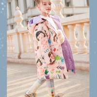 YAYA 鸭鸭羽绒服 女童中长款连帽涂鸦羽绒服