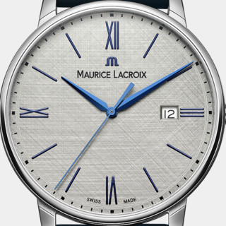 MAURICE LACROIX 艾美 ELIROS系列 EL1118-SS001-114-1 40mm 男士石英手表 灰盘 蓝色牛皮表带 圆形