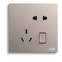 ABB 轩致系列 AF225-PG 一开五孔插座面板 朝霞金色
