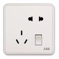 ABB 纤悦系列 AR225 二三插五孔开关插座面板 雅典白色