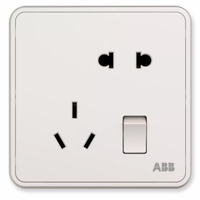 ABB 纤悦系列 AR21 二三插五孔带双控插座 雅典白色