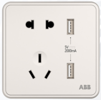 ABB 纤悦系列 AR293 双USB充电二三极五孔插座 雅典白色
