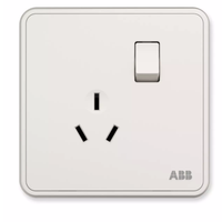 ABB 纤悦系列 AR223 一位中标带开关三孔插座 雅典白色