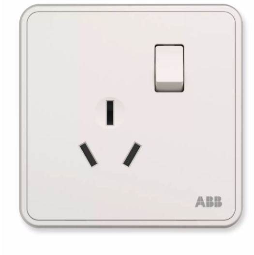 ABB 纤悦系列 AR228 一位中标带开关16A三孔插座 雅典白色