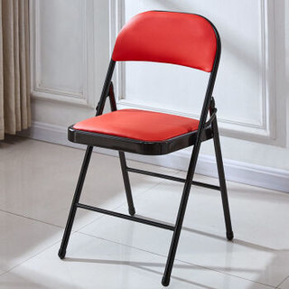 靠背折叠椅  黑腿+红面