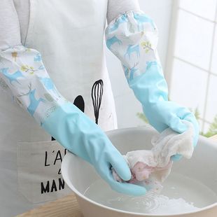 长款薄绒洗碗清洁家务手套