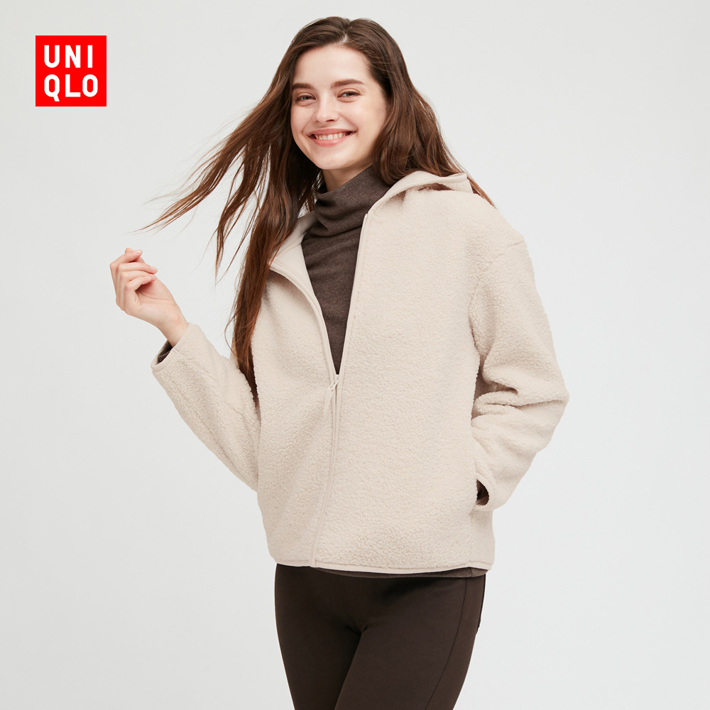 uniqlo 优衣库 430644 女装仿羊羔绒摇粒绒拉链连帽外套
