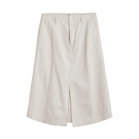 INMAN 茵曼 女士高腰直筒开叉半身裙1891110230 米白S