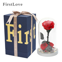 第一爱永生花红玫瑰花玻璃罩礼盒摆件同城鲜花速递情人节礼物生日礼物女求婚结婚礼物送女生礼物
