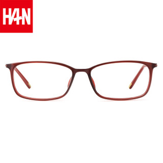 汉（HAN）近视眼镜框男女款 配镜片防蓝光辐射眼镜光学护目眼睛架 49157 优雅酒红 配1.60非球面变灰色镜片(0-800度)