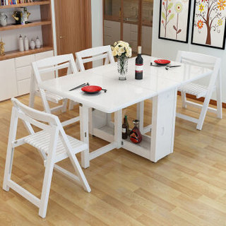 华纳斯（HUANASI）餐桌 实木餐桌餐椅组合套装折叠饭桌 原木色（S1131T） 一桌4椅