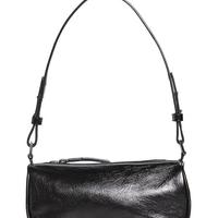 BY FAR Eve Black Creased Leather Bag