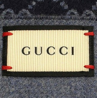 GUCCI 古驰 391246-4G200 羊毛蚕丝围巾 蓝色