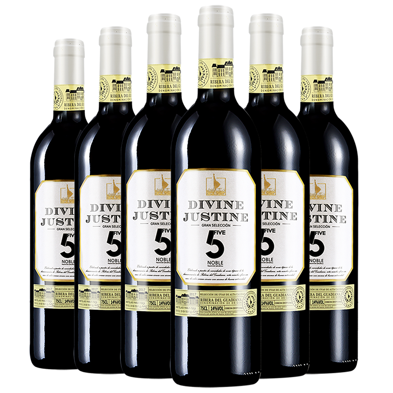 divine justine 贾斯汀 g&g 70md金奖 五星干红葡萄酒 750ml*6瓶