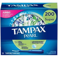 Prime会员：TAMPAX 丹碧丝 珍珠导管式卫生棉条 超大流量版 50支*4盒装