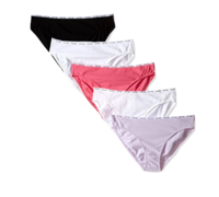 Calvin Klein 卡尔文·克莱 女士棉质弹力徽标三角内裤套装QD3713 5条装(黑色M*1+白色M*2+红色M*1+香芋紫M*1)