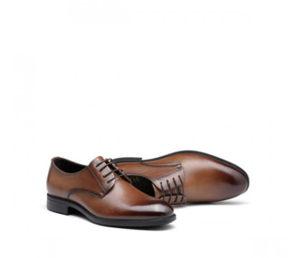 森达专柜同款商务简约正装系带男士皮鞋 44 棕色