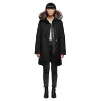 Mackage RENA-DX系列女士长款兔毛可抽绳拉链带帽大衣RENA-DX-BLK-PINK 黑色XXS