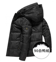 罗蒙新品首发男式羽绒服90白鸭绒短款时尚连帽羽绒外套 XL 魔力黑