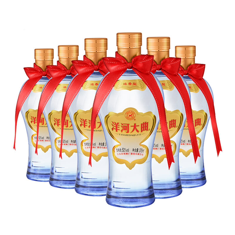 yanghe 洋河 洋河(yanghe)洋河大曲 52度 375ml*6 整箱装 浓香型白酒
