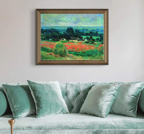 莫奈名人油画《吉威尔尼的干草堆》背景墙挂画  81×63cm