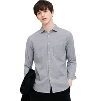 UNIQLO 优衣库 男士纯棉法兰绒格子长袖衬衫431186 乳白色M