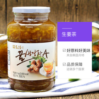 韩国进口丹特蜂蜜生姜茶冲饮姜茶1000g/瓶装天然食品