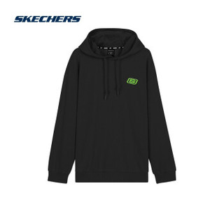 斯凯奇Skechers男子连帽卫衣休闲运动长袖上衣L320M193 碳黑0018 XL