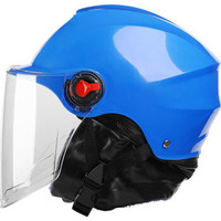爱思顿 电瓶车头盔 冬款蓝色普通镜片