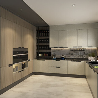 皮阿诺整体橱柜 定制厨房柜石英石台面现代简约厨柜定做开放式
