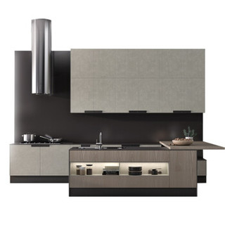 皮阿诺整体橱柜 定制厨房柜石英石台面现代简约厨柜定做开放式