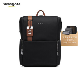 京东PLUS会员：Samsonite/新秀丽背包双肩包男女 2020新款高质感实用收纳情侣背包 牛皮革多色可选TL3 黑色-大号