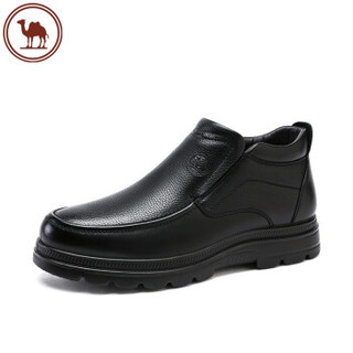 骆驼牌 男靴商务休闲中高帮皮鞋正装舒适耐磨保暖套筒皮靴 W042209324 黑色 38