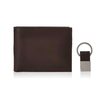 Calvin Klein 卡尔文·克莱 RFID Blocking系列男士皮革双折短款钱包 Key Fob Brown