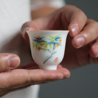手绘花类陶瓷功夫茶杯 釉下彩茶杯