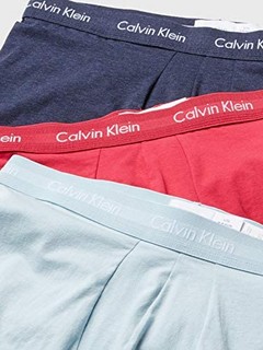 Calvin Klein 卡尔文·克莱 男士纯棉弹力低腰平角内裤套装NU2664 3条装(Downtown Pink+Dark Blue Heather+April)XL