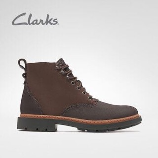 clarks其乐男鞋Trace Explore英伦工装靴休闲皮靴男士马丁靴系带 深棕色拼色261430827 42