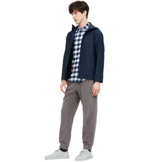 UNIQLO 优衣库 男士纯色摇粒绒松紧束脚裤431404-08 深灰色 S