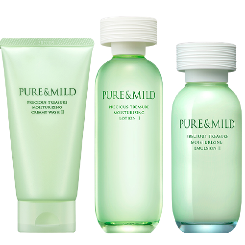 PURE & MILD 泊美 鲜纯珍萃保湿补水深层修护洁水乳套组滋润型(洁+水+乳)