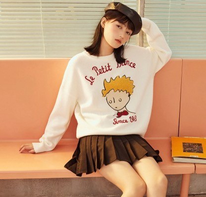 ledin乐町cweea420881小王子联名女儿们的恋爱同款女士毛衣