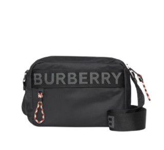 BURBERRY 博柏利 80256691 男士黑色徽标装饰斜背包