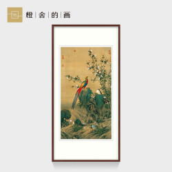 故宫花鸟画国画 客厅装饰画 办公室名家书画 有框画 郎世宁锦春图